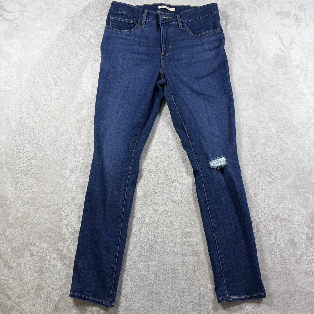 Levis 311 Shaping Skinny Jeans Womens 30x30 Blue Stretch Mid Rise Distressed